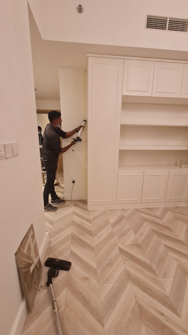 Full-height wardrobes built in