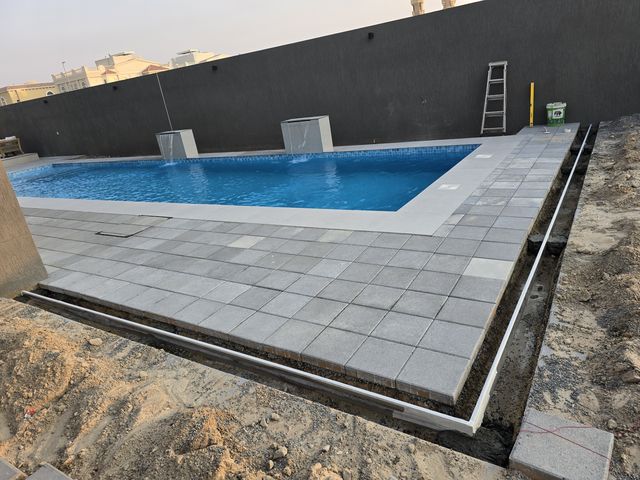 New paving around a pool