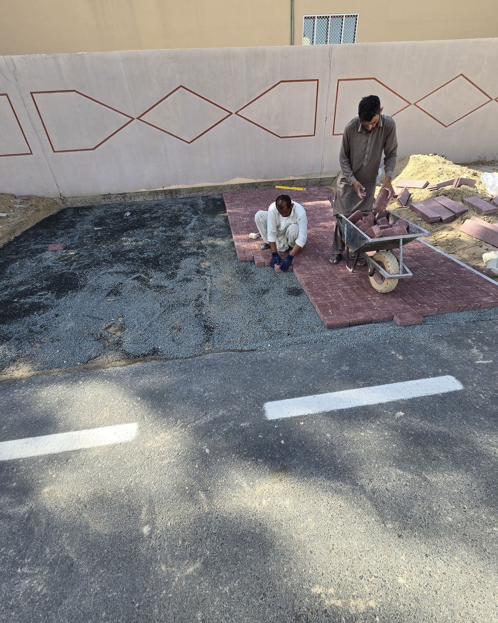 Before: Car parking shade and paving in Umm Suqeim