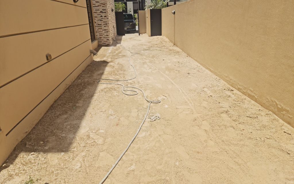 Before: Side path paved and planted