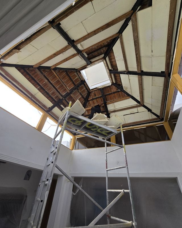 Before: Ceiling rebuilt around a new skylight